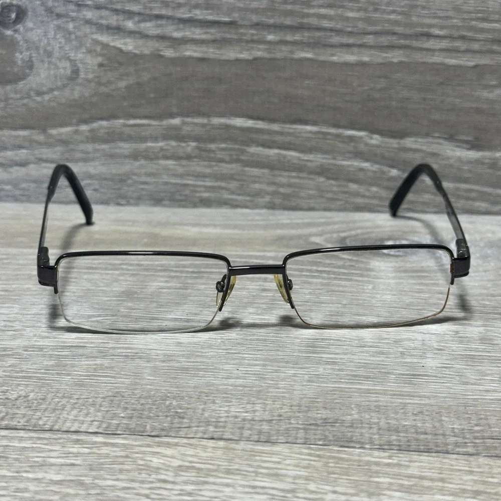 Bulova San Remo‎ Eyeglass Frames Semi Rimless Gunmetal 54-18-140 Rectangle Metal